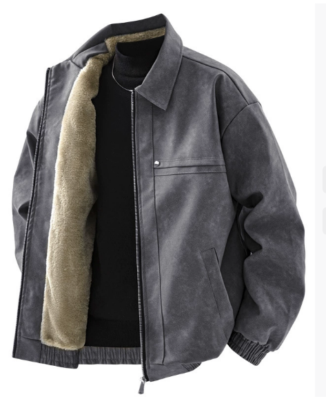 2026 Retro Lapel Merard Fleece Leather Jacket