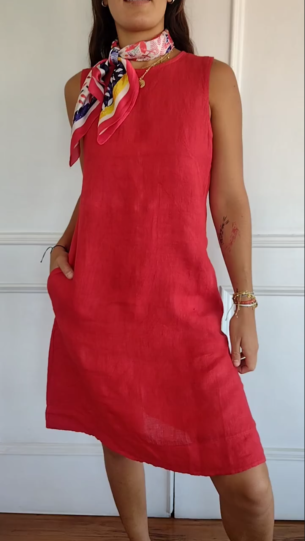 Women's cotton linen casual sleeveless short skirt