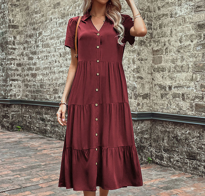 Women's Casual V-neck simple dress