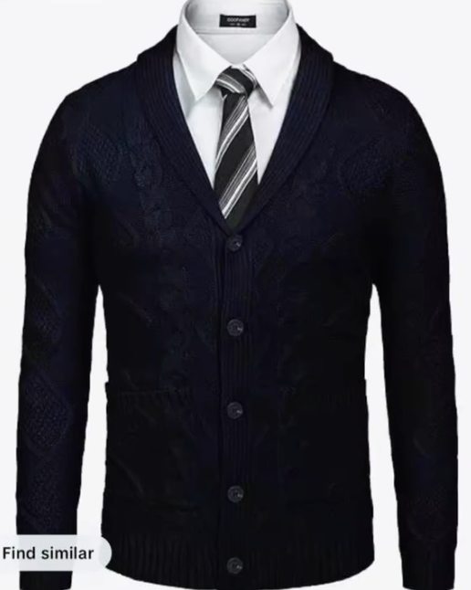 2025 Men's Shawl Collar Button Cable Knit Sweater