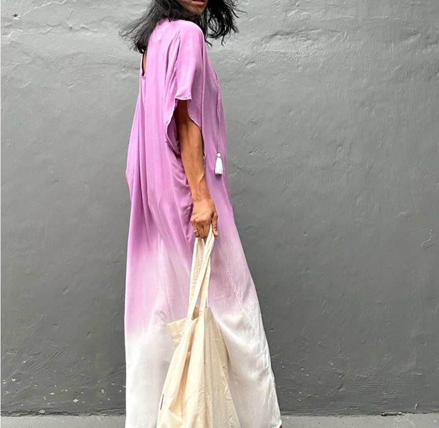 Gradient Color Beach Smock Fringe Cardigan Dress