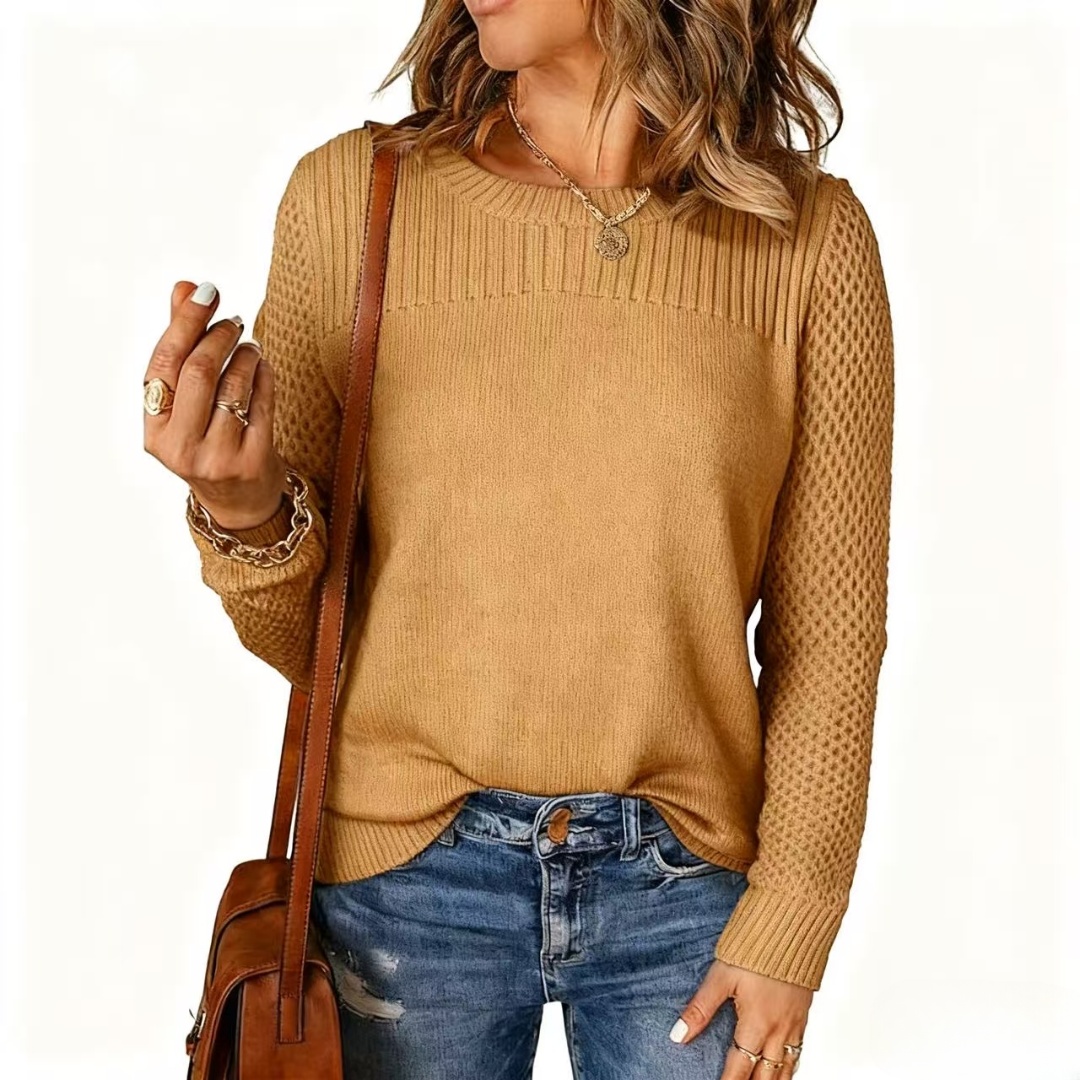 2025🔥Women's Casual Crew Neck Chunky Knit Crochet Cashmere Sweater