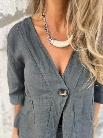 Classic 100% Linen Terracotta Jacket