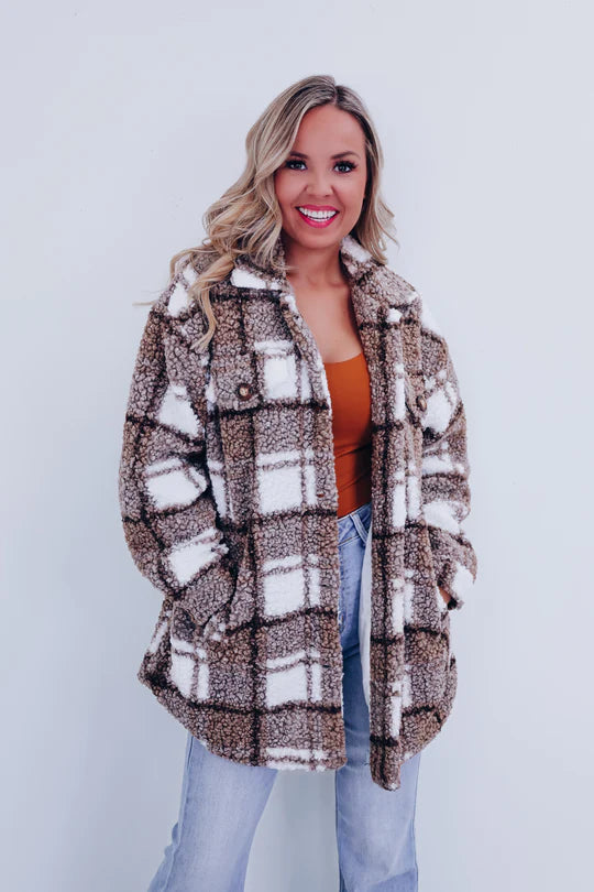 Teddy Plaid Sherpa Shacket