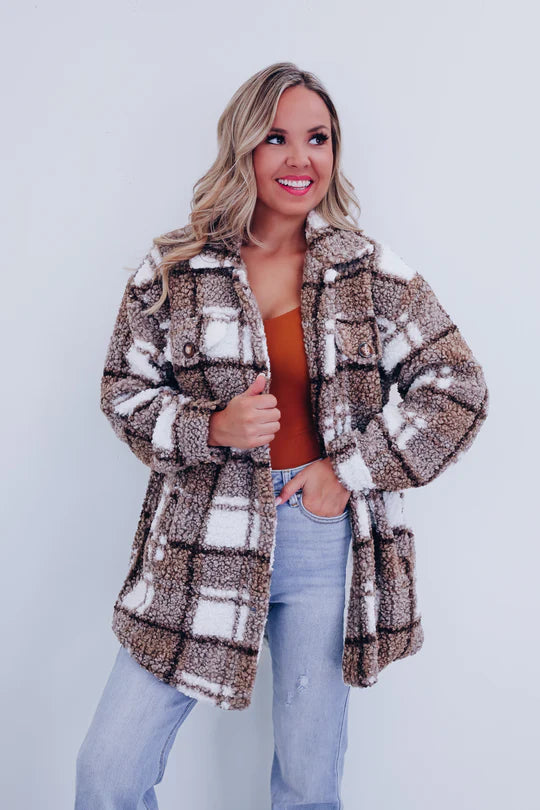 Teddy Plaid Sherpa Shacket