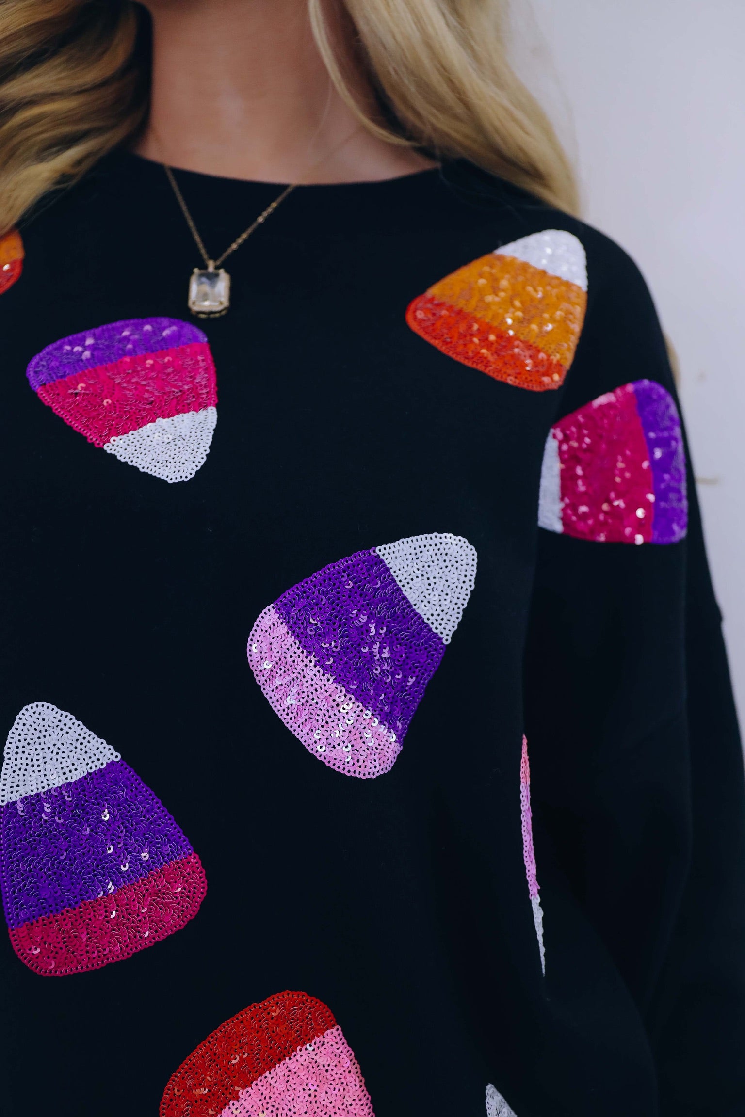 🔥Halloween🔥 Candy Corn Sequin Embellished Sweatshirt