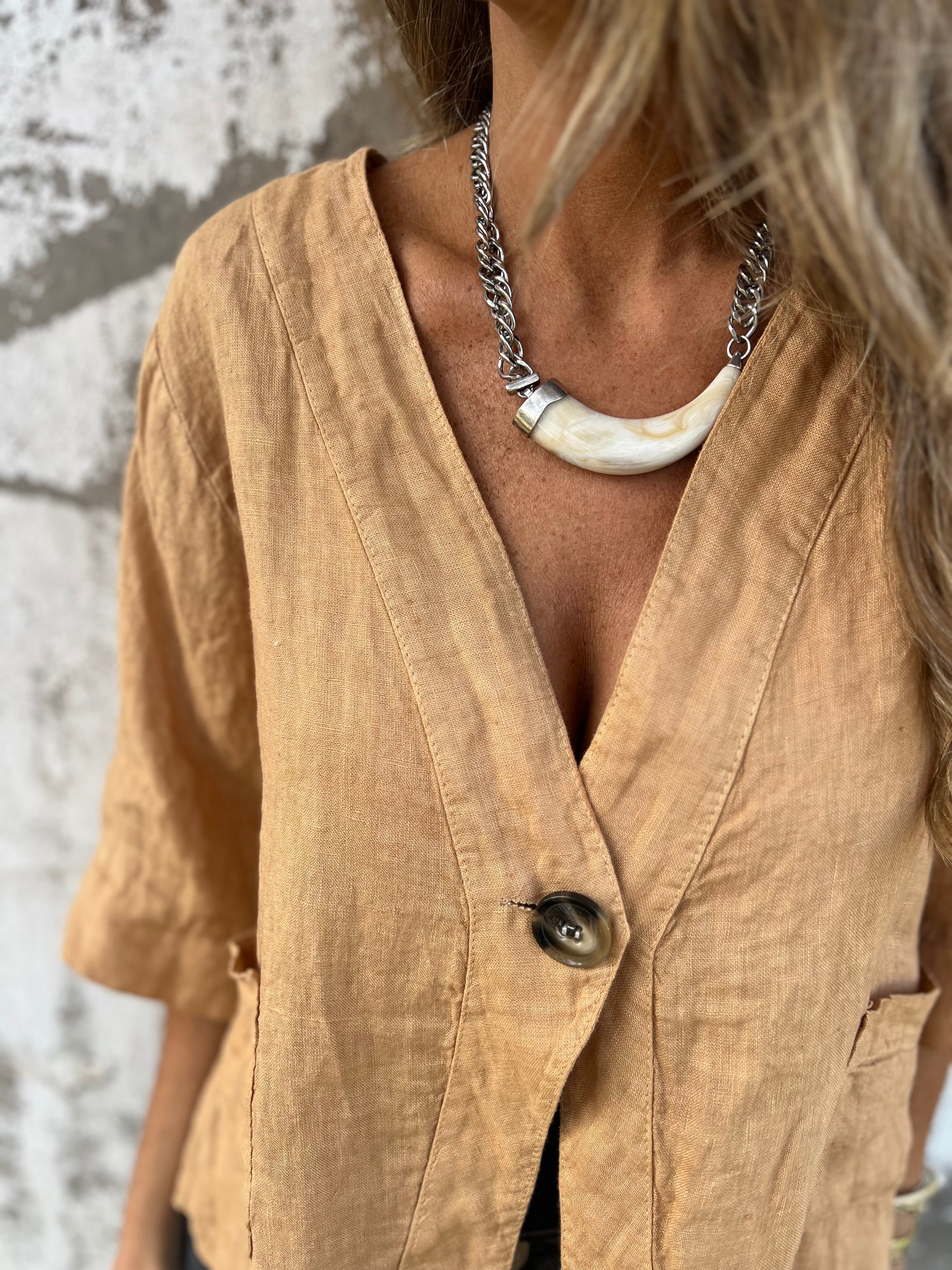 Classic 100% Linen Terracotta Jacket