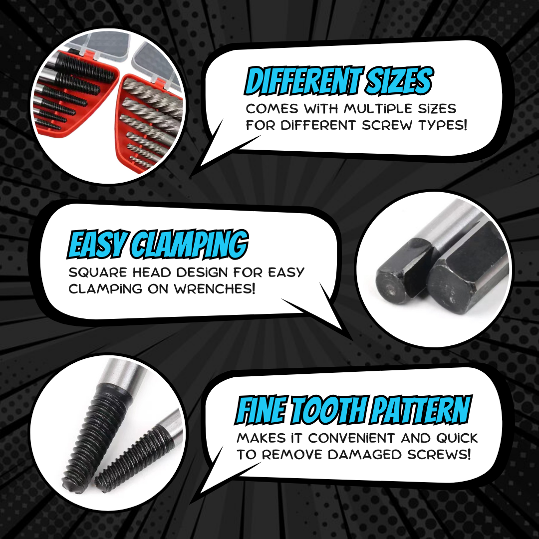 6-Pieces Damaged Screw Extractor Set