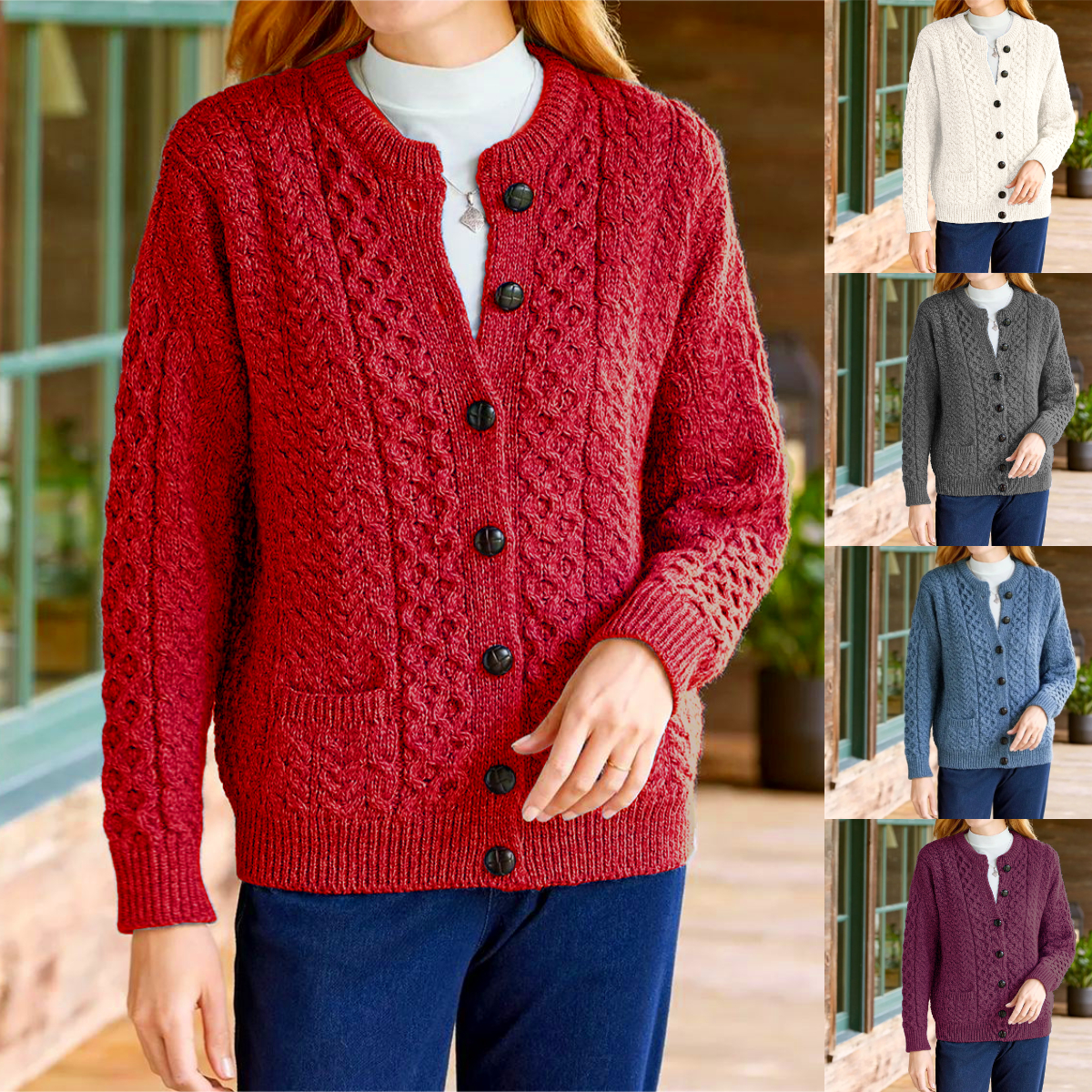 Woman's  Wool Timeless Cardigan warm sweater coat