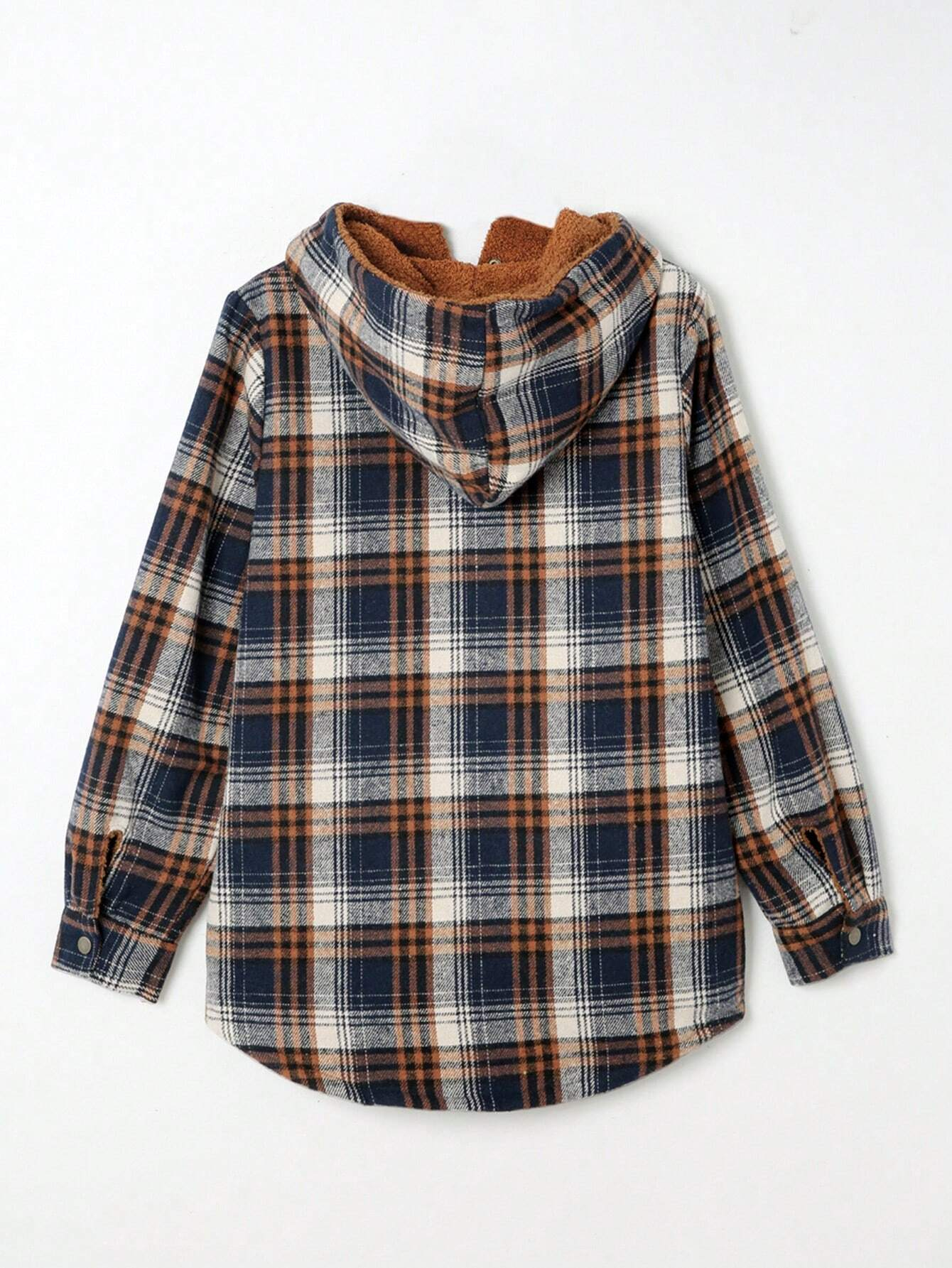 🔥Women's Casual Plaid Flap Pocket Hooded Fleece Teddy Bear Jacket