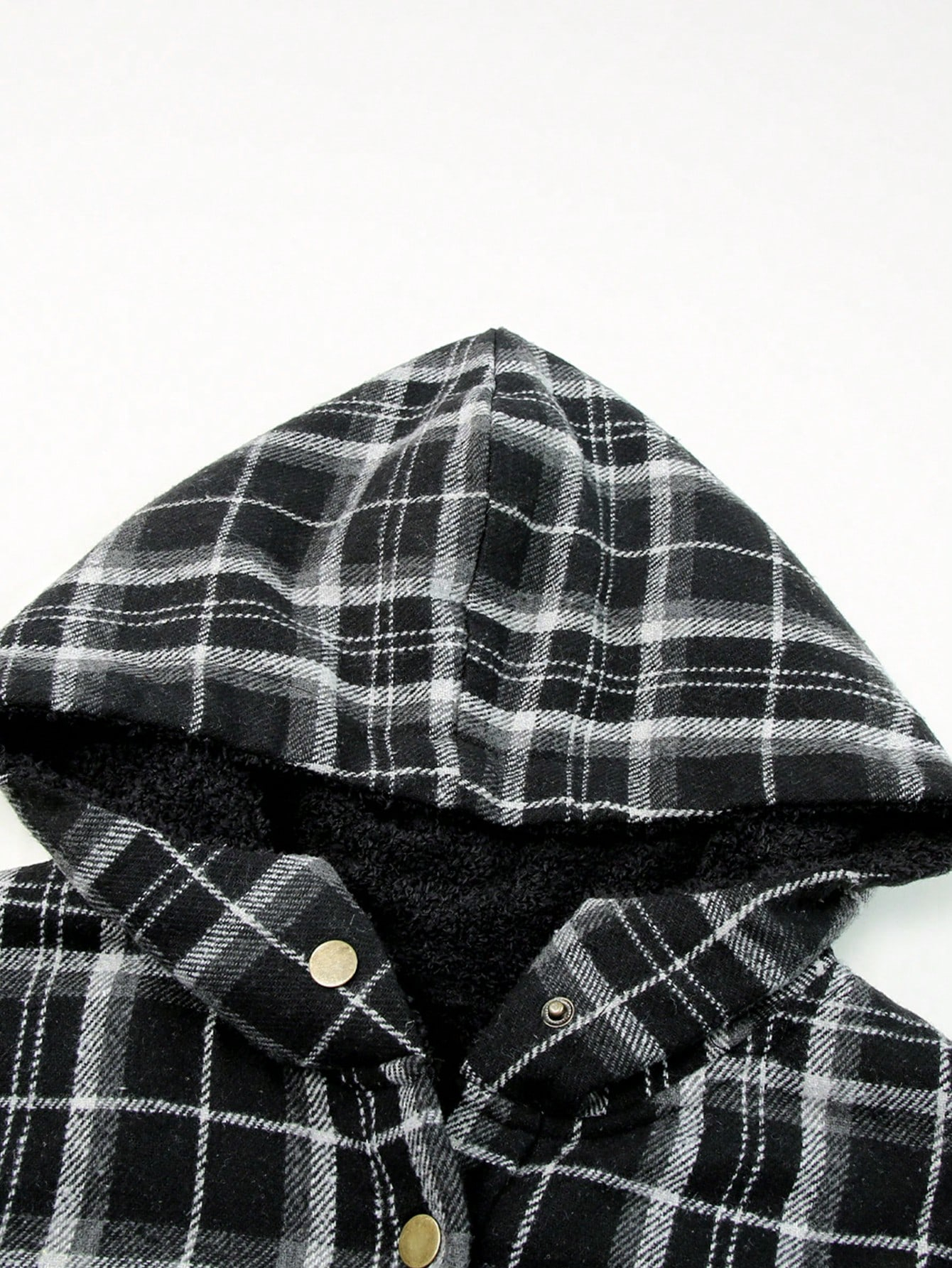 🔥Women's Casual Plaid Flap Pocket Hooded Fleece Teddy Bear Jacket