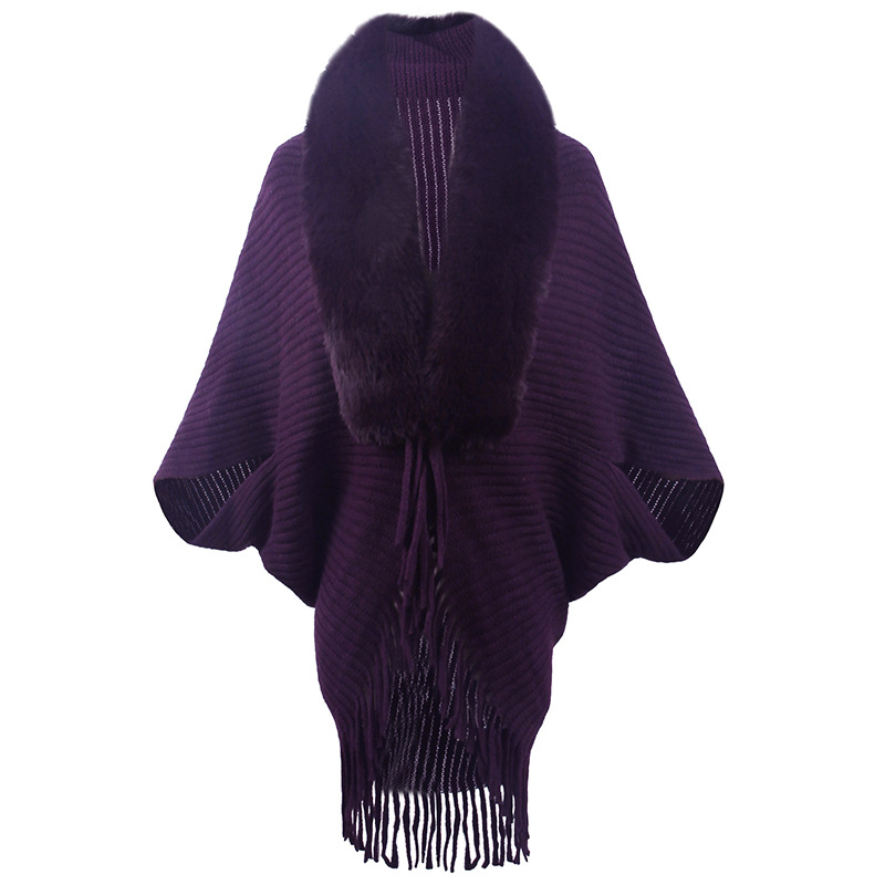 2024 Solid color striped all-in-one knitted shawl scarf