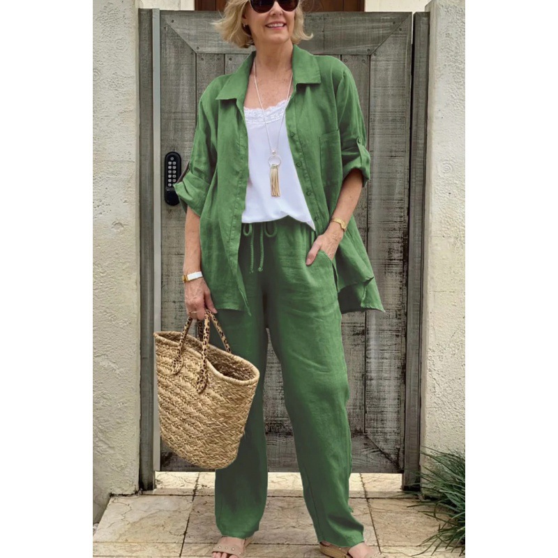 Women's Summer cotton and linen casual set