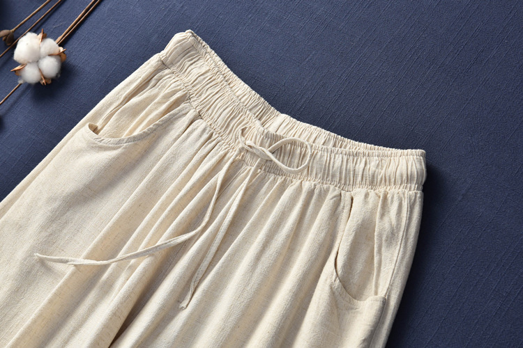 Women's Casual Cotton And Linen Wide-Leg Trousers