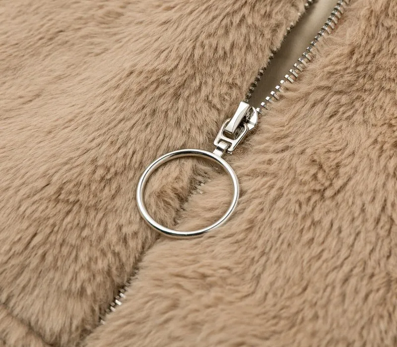 Women's Short Teddy Bear Plush Coat