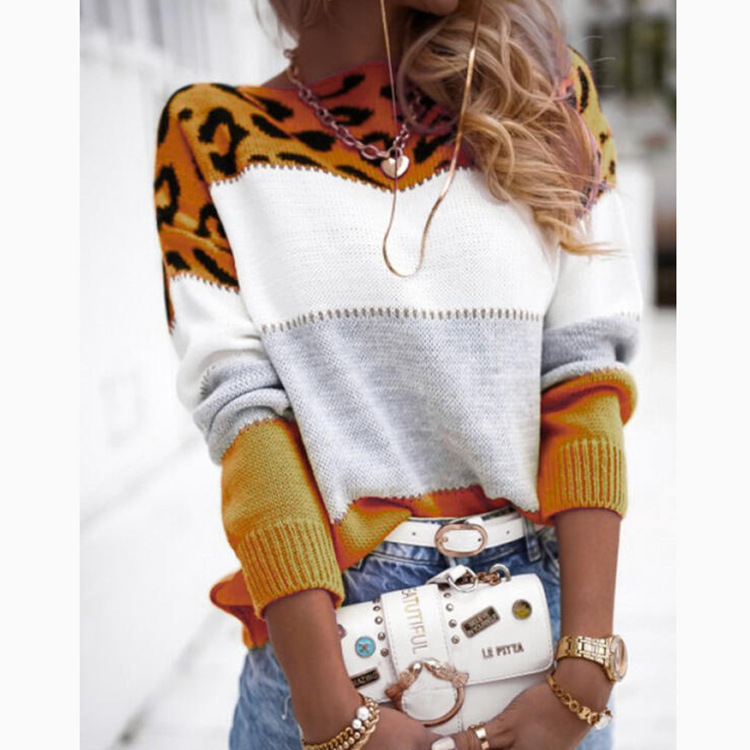 Crew-neck casual sweater with long sleeves