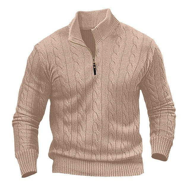 Men's long-sleeved cable knit sweater