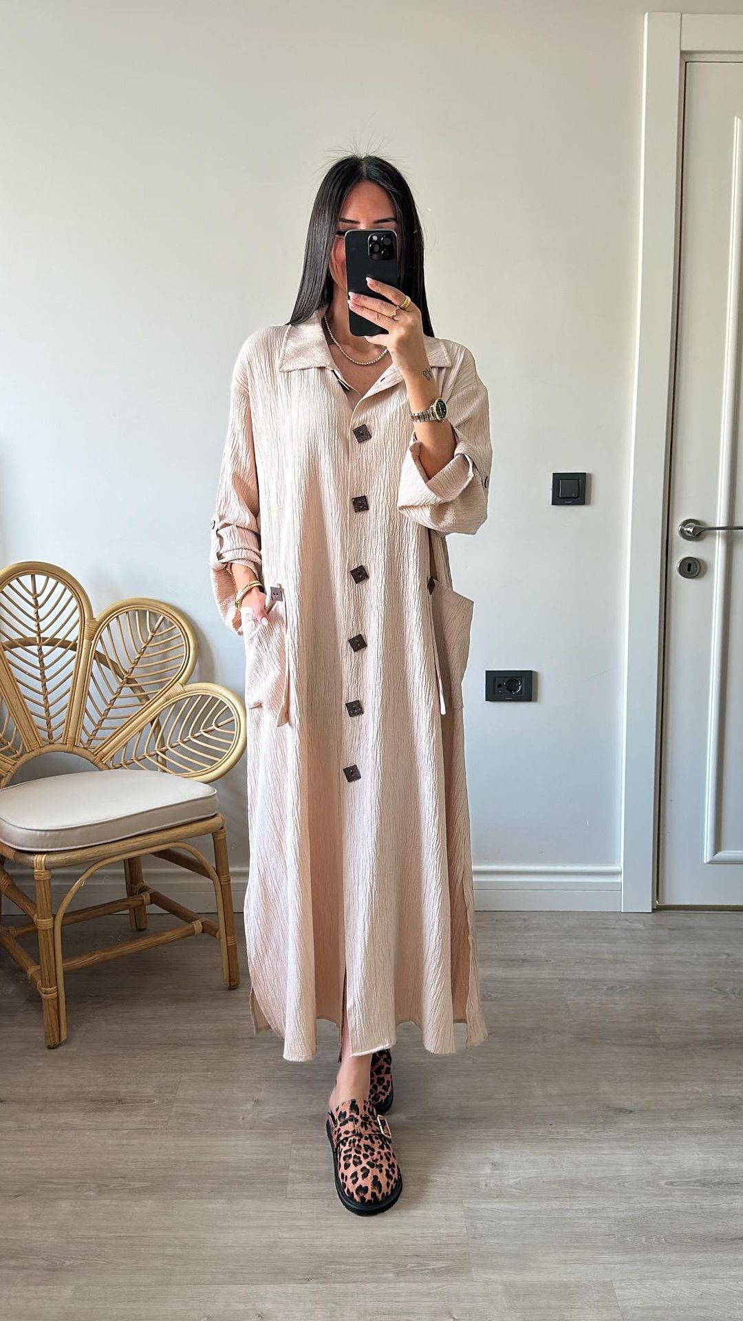 Casual Long-Sleeved Cardigan Dress