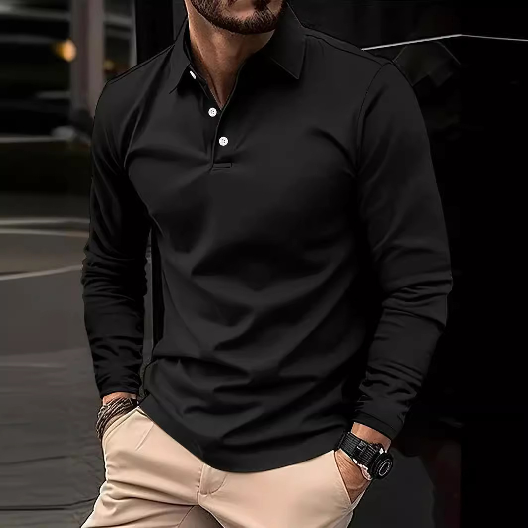 🎄Christmas Clearance Long-sleeved polo shirt with button-down lapel for gentlemen