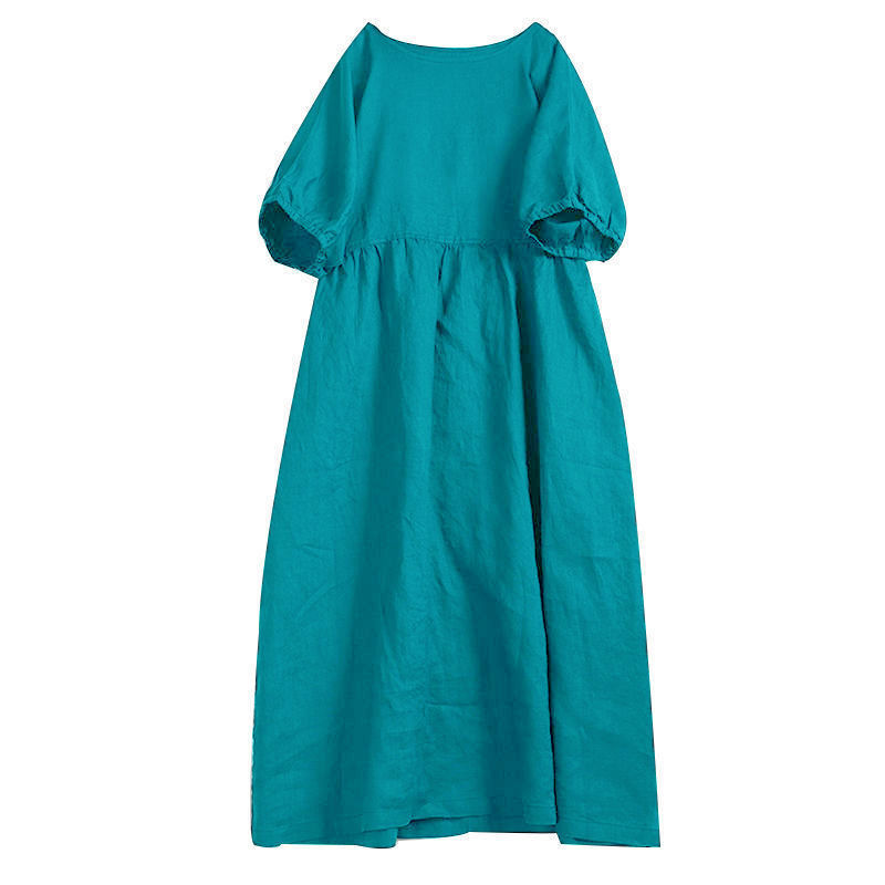 Cotton Short Sleeve Crew Neck Dress
