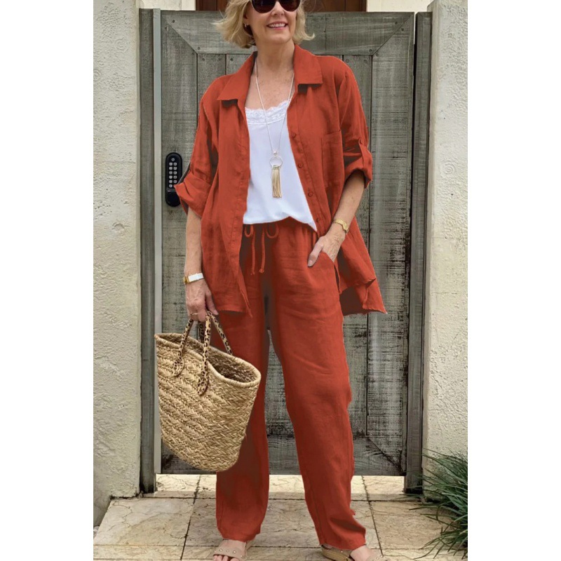 Women's Summer cotton and linen casual set