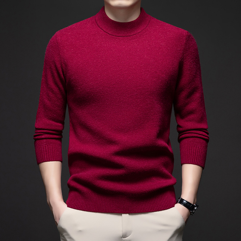 2024 Gentlemen's semi-turtleneck thick cashmere knit sweater