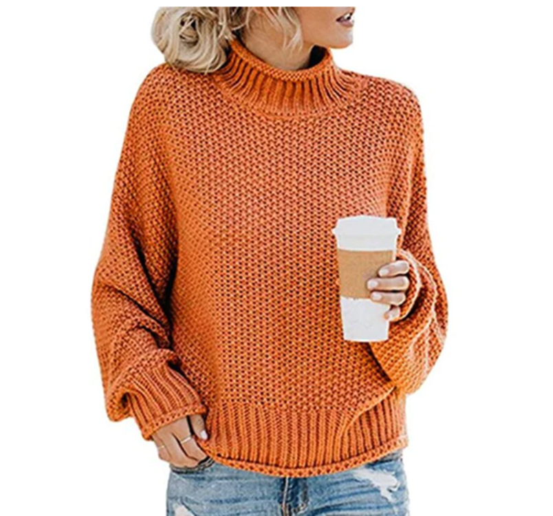 2024 Sweater loose solid color plus size turtleneck sweater
