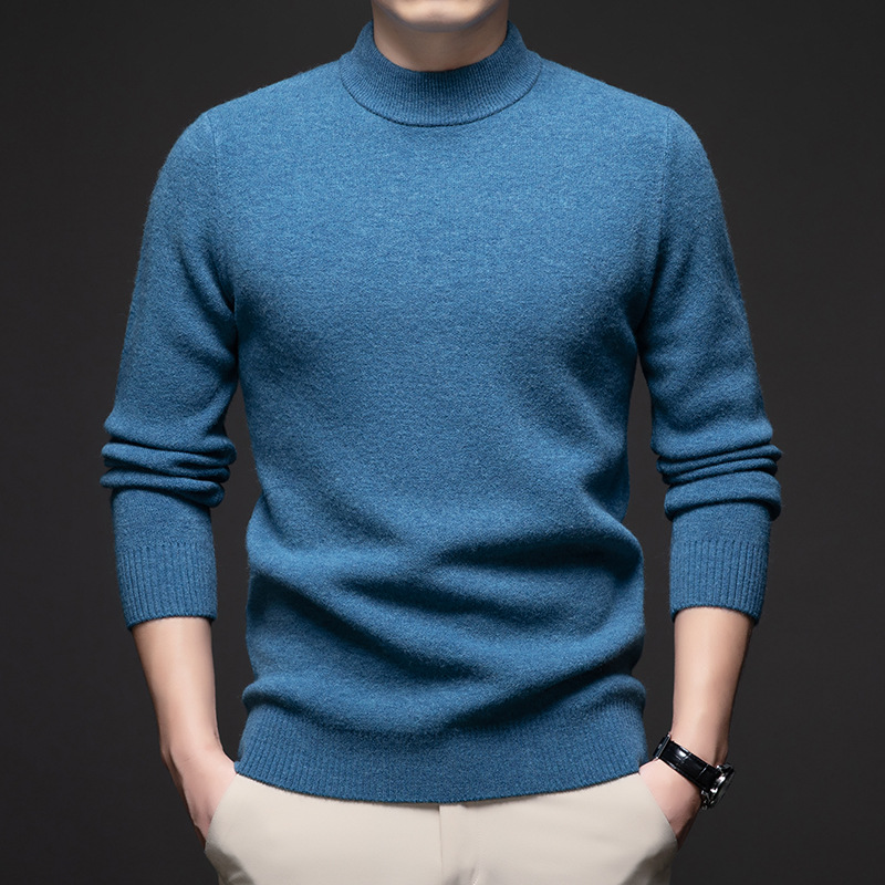 2024 Gentlemen's semi-turtleneck thick cashmere knit sweater