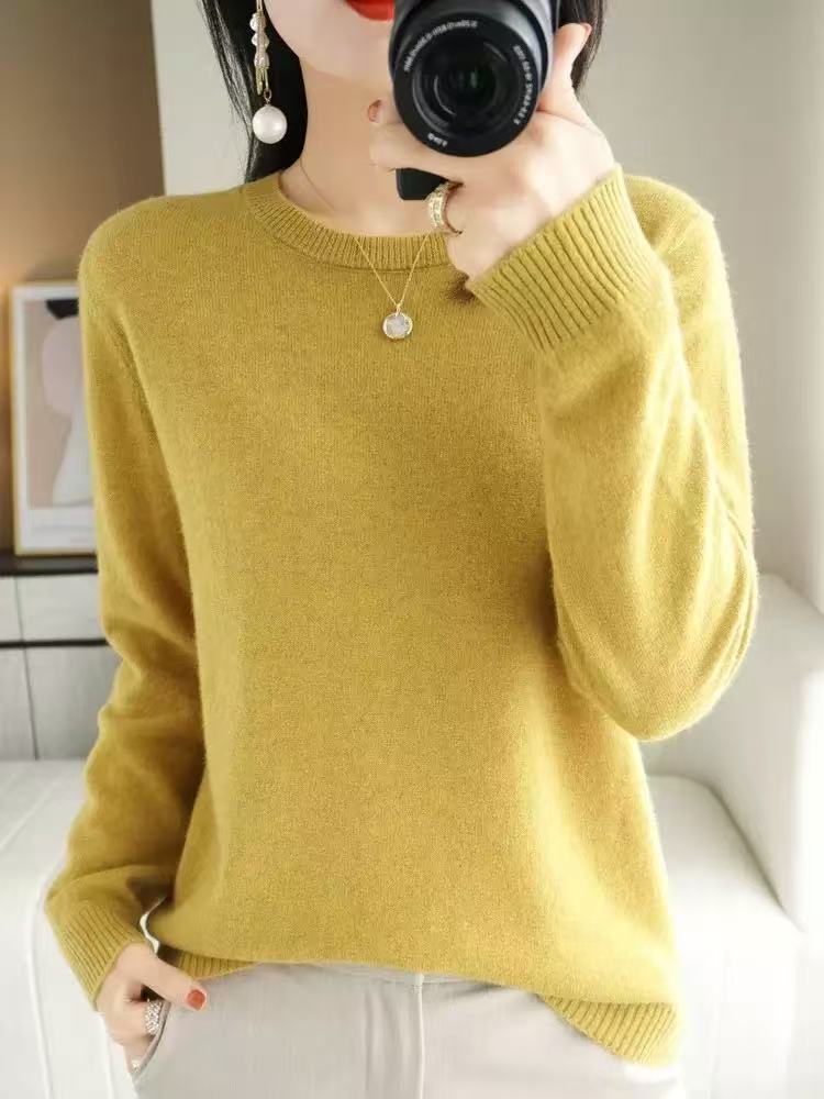 Autumn And Winter New Round Neck Sweater Women'S Inner Layer Sweater Versatile Fashion Cross-Border Sweater Drop Shipping