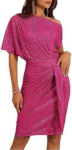 2025 Christmas Party Sequin Pleated Evening Gown Dress