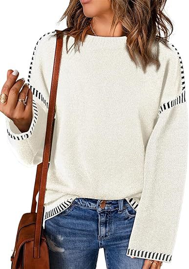 2024 Crew-neck loose knit solid color sweater