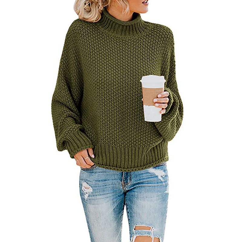 2024 Sweater loose solid color plus size turtleneck sweater