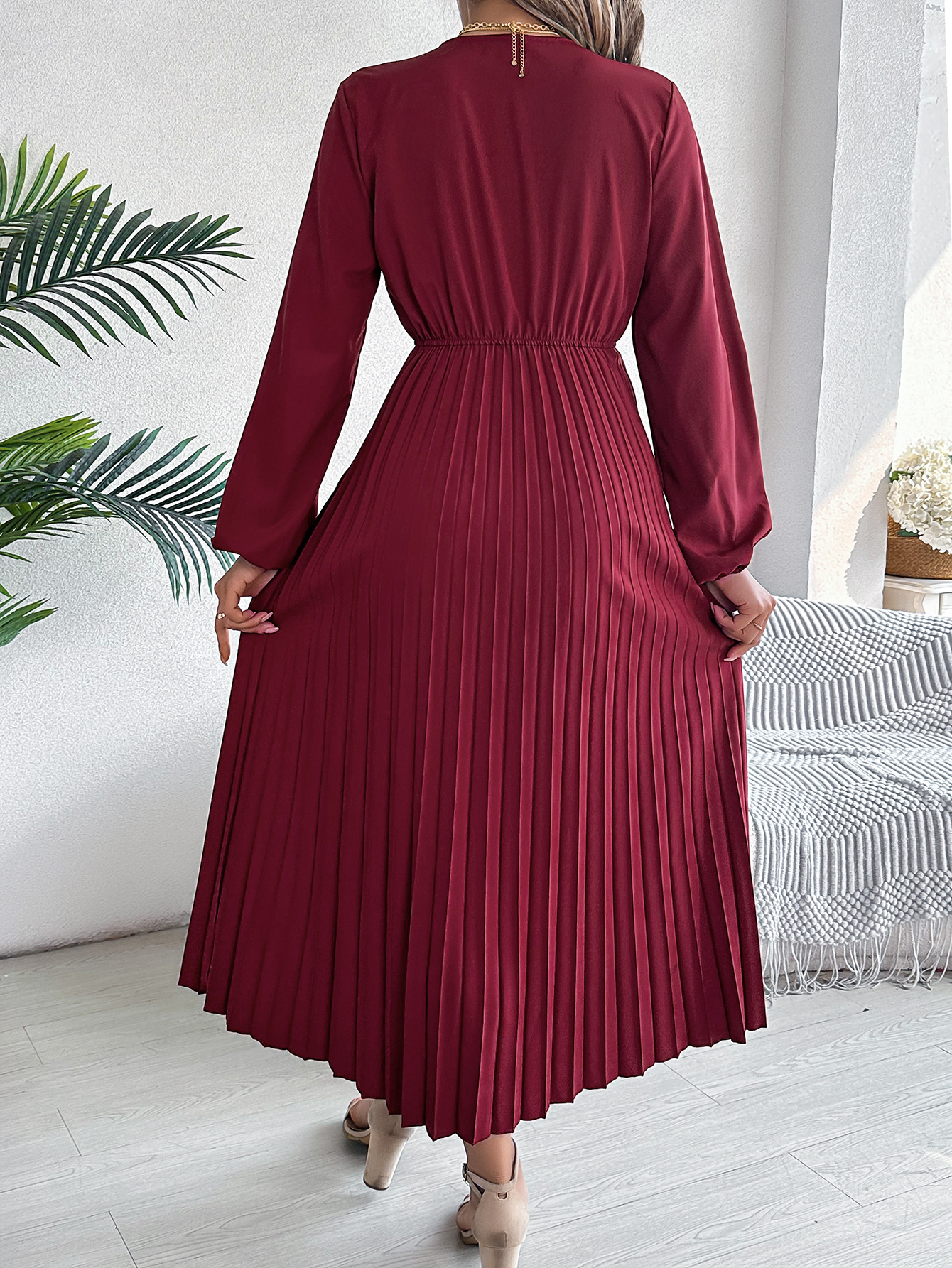 🎄Christmas Clearance Elegant triple V-neck long sleeve pleated long sleeve
