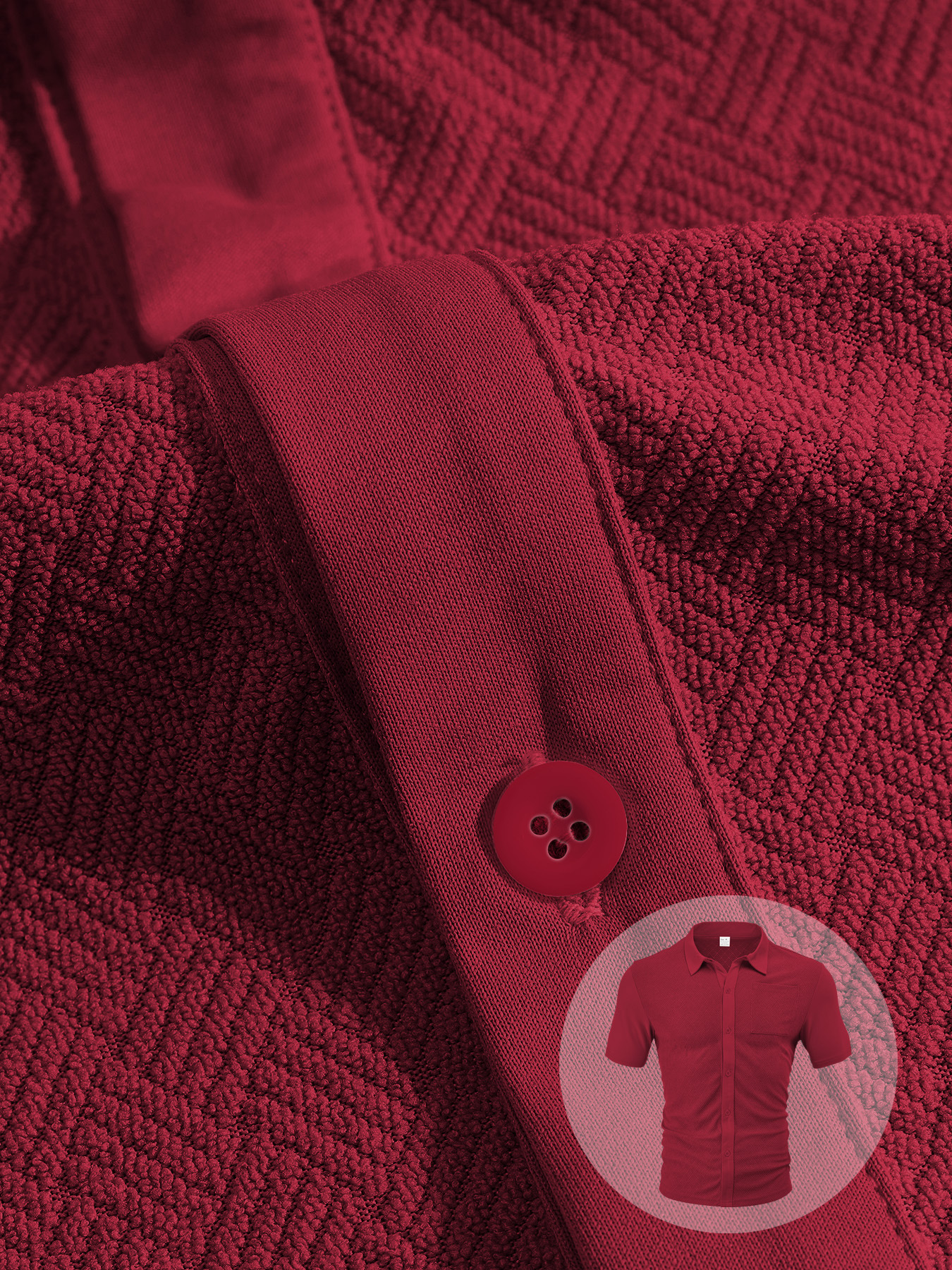 Solid Color Button-Cross Jacquard Short Sleeve Suit