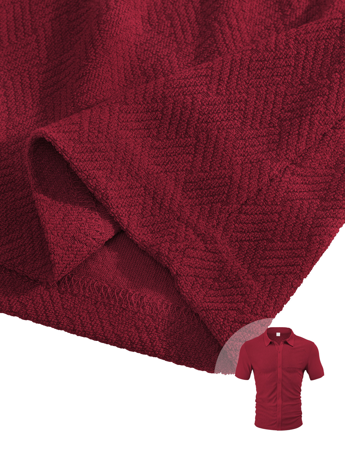 Solid Color Button-Cross Jacquard Short Sleeve Suit