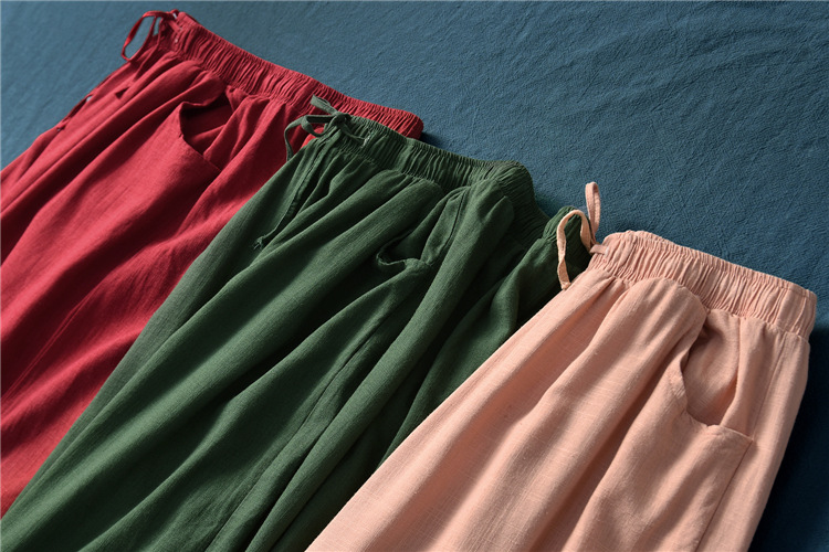 Women's Casual Cotton And Linen Wide-Leg Trousers