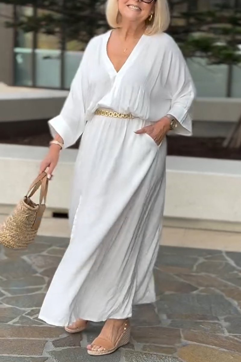 Women's Casual V-Neck Slit Dress