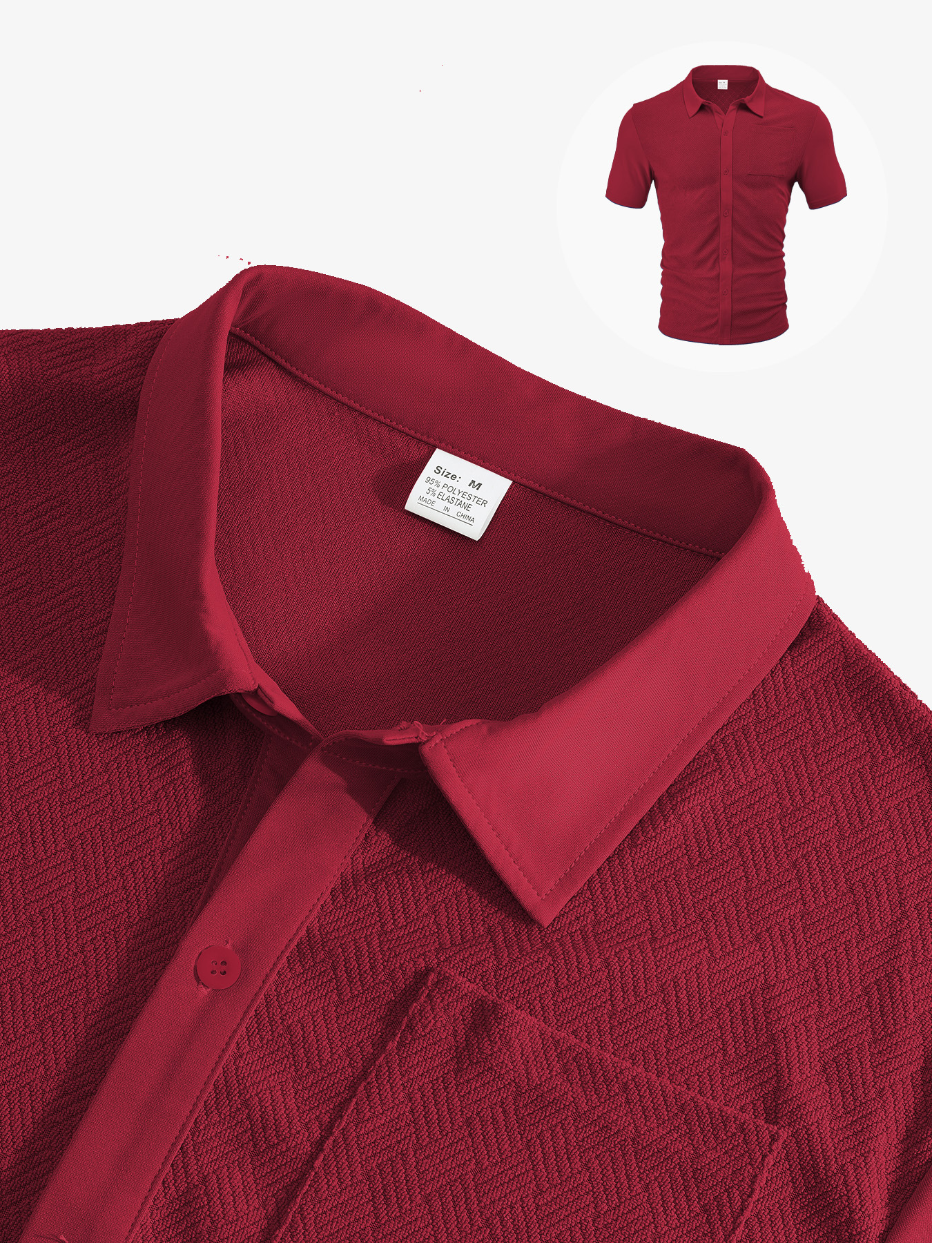 Solid Color Button-Cross Jacquard Short Sleeve Suit