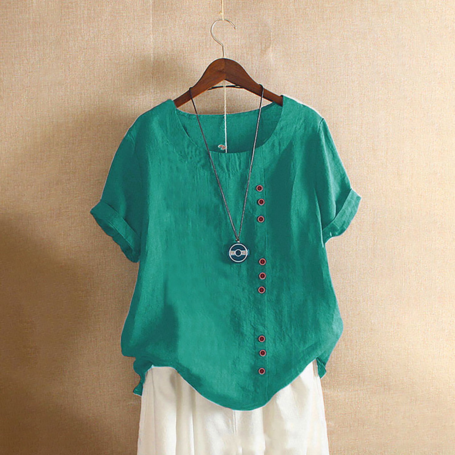 2025 New loose plus size cotton and linen T-shirt