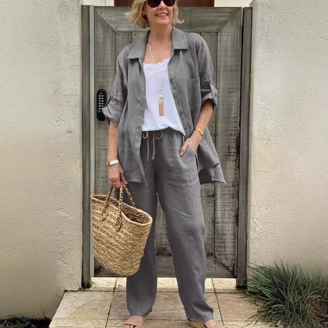 Cotton and linen casual shirt