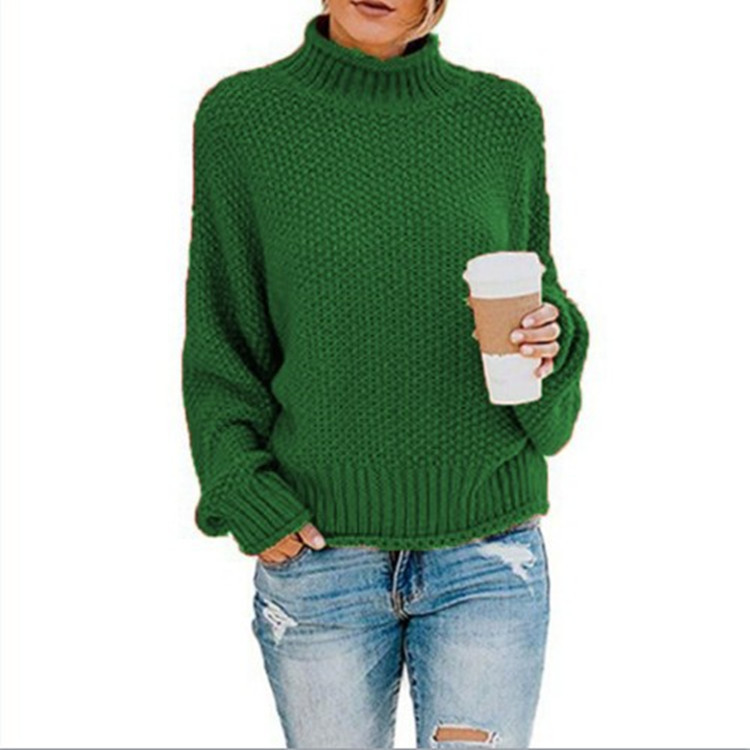 2024 Sweater loose solid color plus size turtleneck sweater