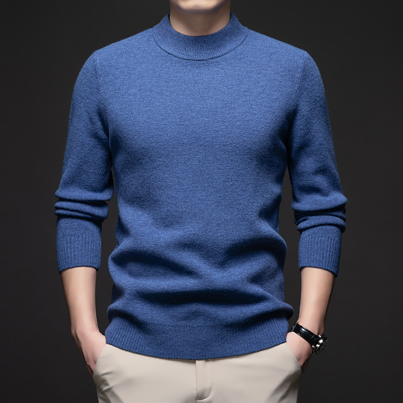 2024 Gentlemen's semi-turtleneck thick cashmere knit sweater