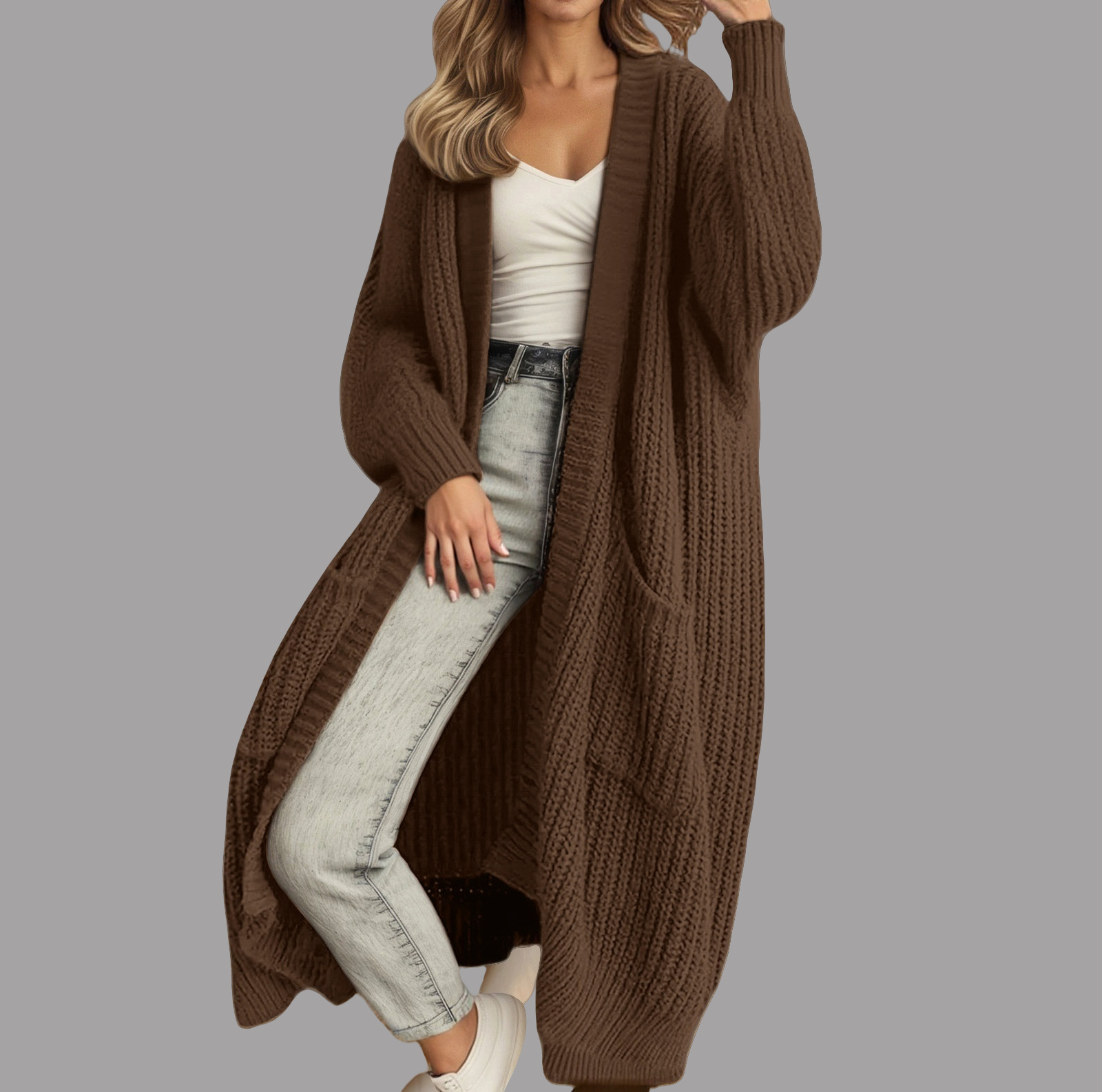 2025 Relaxed Style Loose Fit Versatile Knitted Long-Sleeved Cardigan