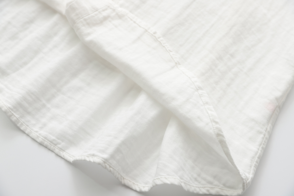 Double Cotton Stand Collar Lace Shirt