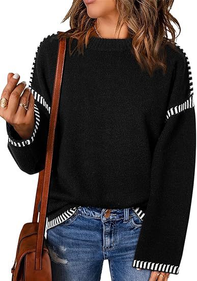 2024 Crew-neck loose knit solid color sweater