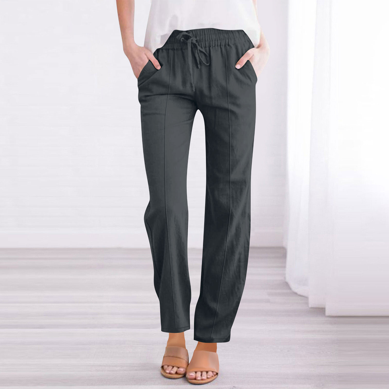 Casual loose cotton and linen trousers