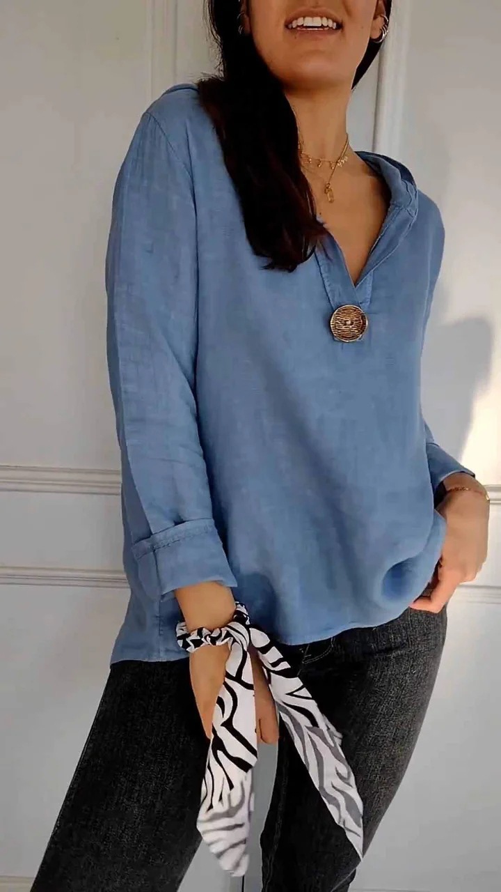 Loose Cotton And Linen Button Hoodie