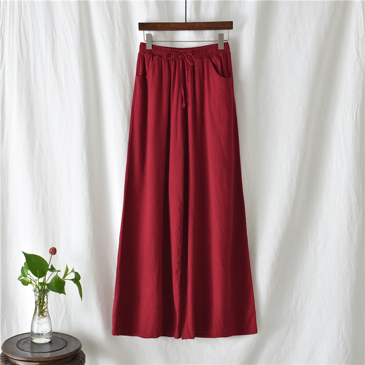 Women's Casual Cotton And Linen Wide-Leg Trousers