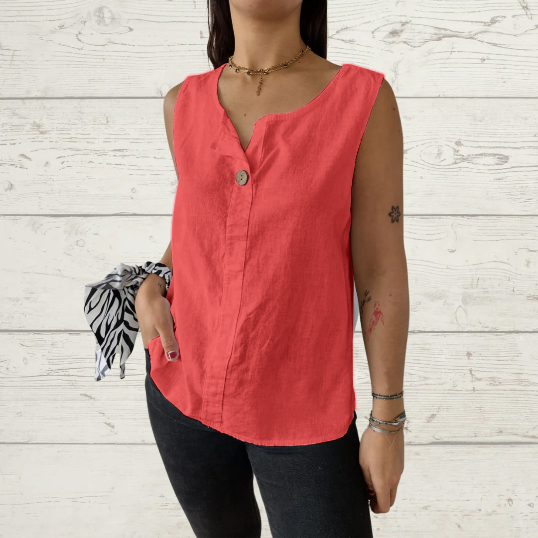 New Loose Cotton And Linen Button-Down Vest