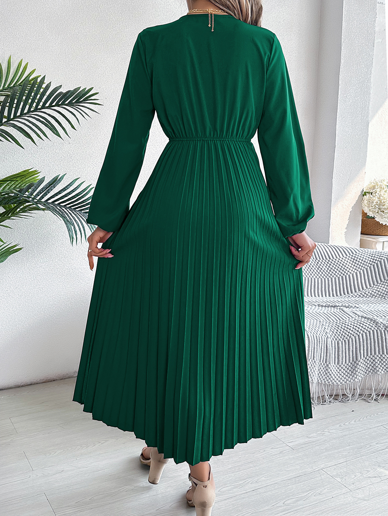 🎄Christmas Clearance Elegant triple V-neck long sleeve pleated long sleeve